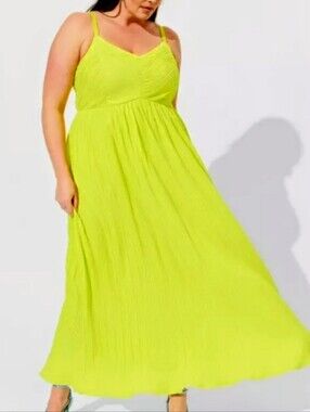 Torrid Plisse Pleated Dress Yellow Size 2X
